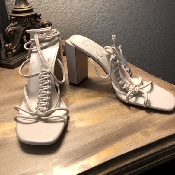 New JESSICA SIMPSON Maena Lace-up Strappy Leather High Heel Sandal SZ 9.5 - Picture 6 of 8